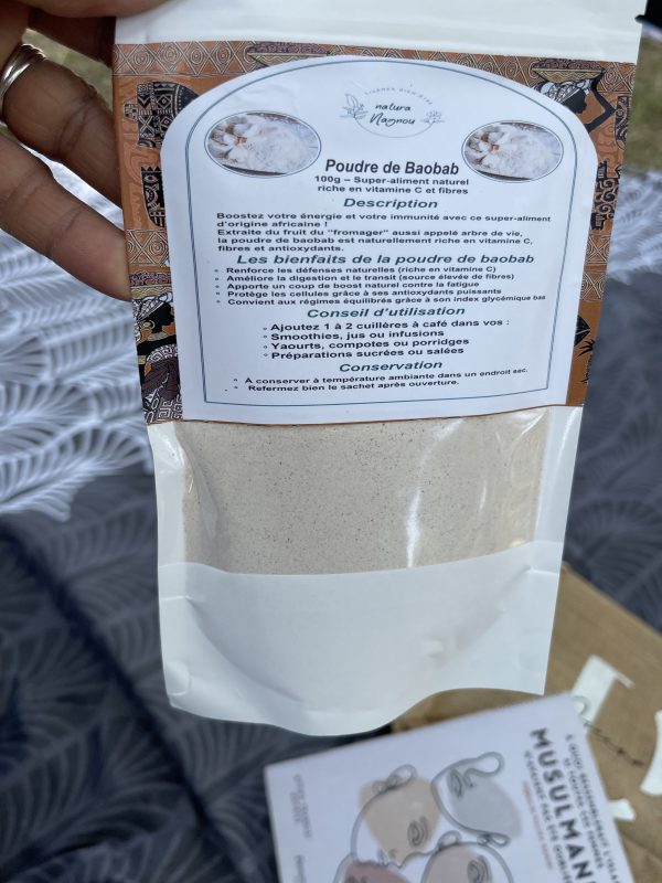 Poudre Baobab africain – Superaliment, digestion, énergie et soin peau & cheveux(50g) – Image 2